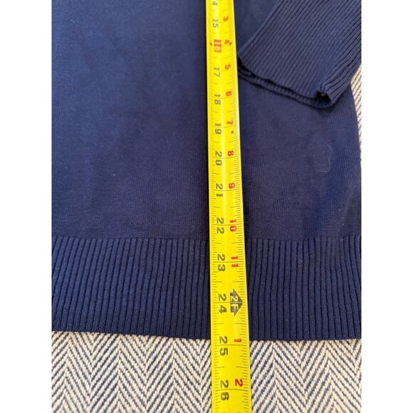 Womens Navy Blue Turtleneck Sweater With Buttoned Cuffs Medium Weight Knit Size - Picture 4 of 8